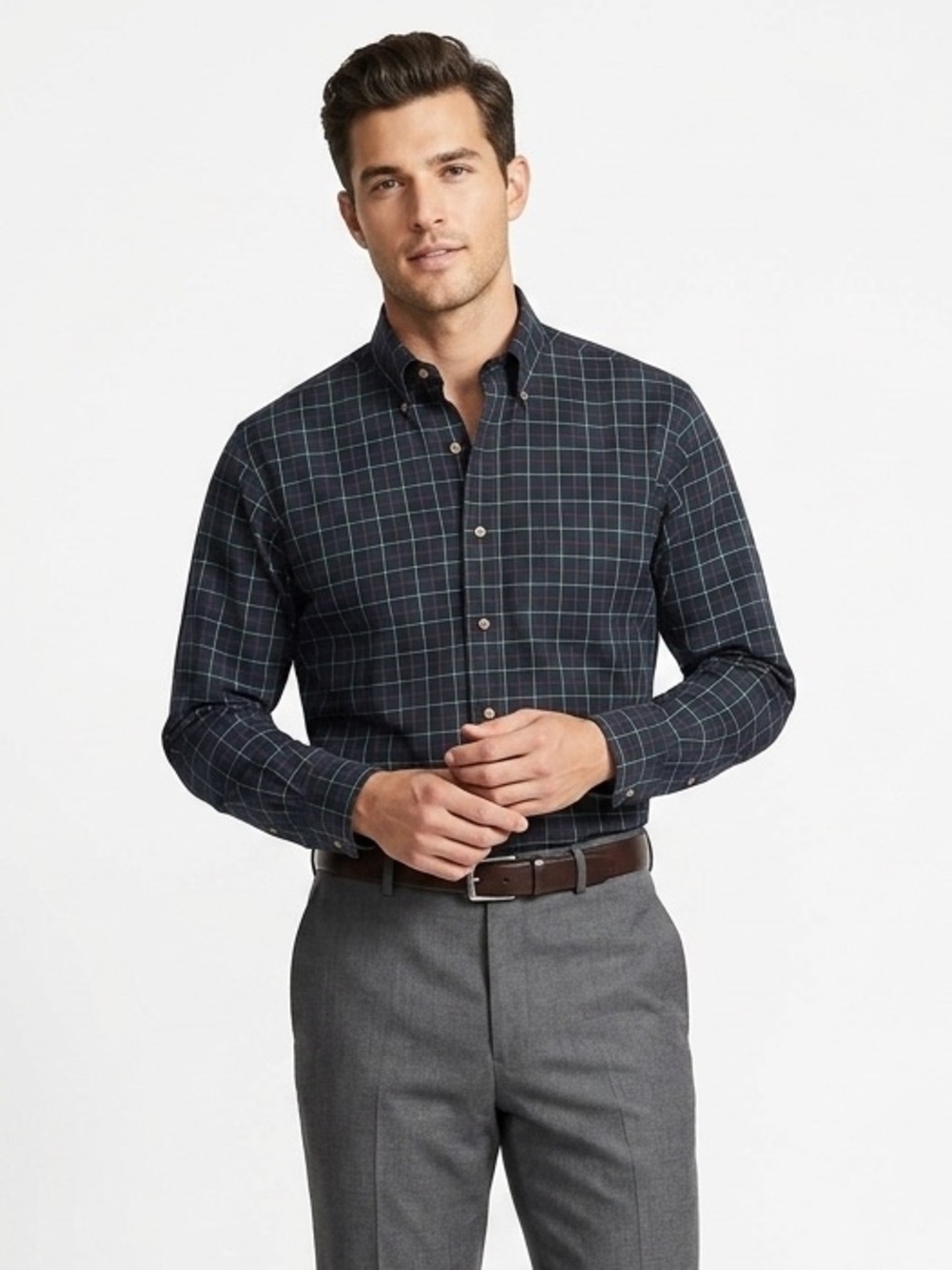 Brooks Brothers Non Iron Cotton Plaid Button Down Mens Shirt XL